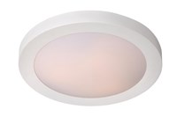 Lucide FRESH - Flush ceiling light Bathroom - Ø 27 cm - 1xE27 - IP44 - White turned on 1