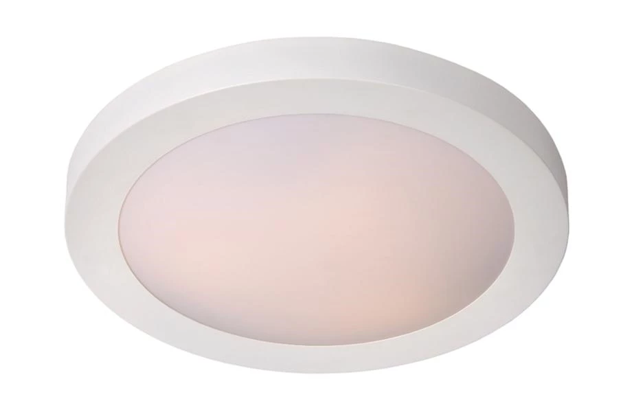 Lucide FRESH - Flush ceiling light Bathroom - Ø 27 cm - 1xE27 - IP44 - White - turned on 1