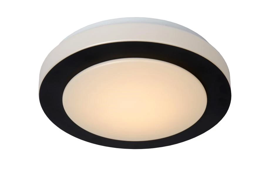 Lucide DIMY - Flush ceiling light Bathroom - Ø 28,6 cm- LED 3 StepDim - 1x12W 3000K - IP21 - Black - turned on