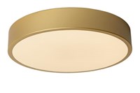 Lucide UNAR - Flush ceiling light - Ø 30 cm- LED 3 StepDim - 1x18W 2700K - Matt Gold / Brass turned on 2