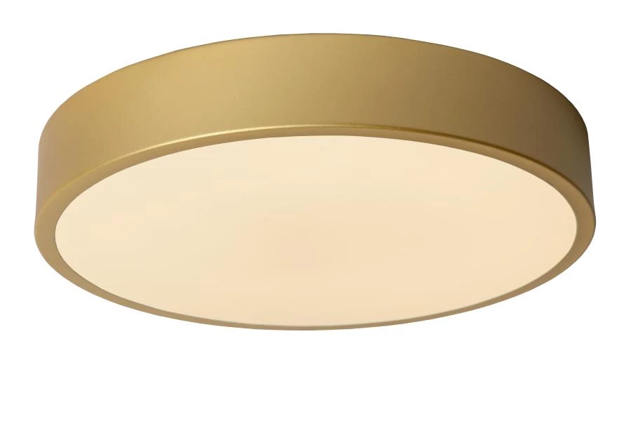 Lucide UNAR - Flush ceiling light - Ø 30 cm- LED 3 StepDim - 1x18W 2700K - Matt Gold / Brass - turned on 2