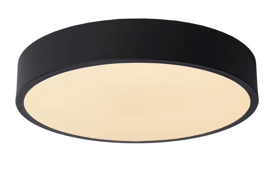 Lucide UNAR - Flush ceiling light - Ø 30 cm- LED 3 StepDim - 1x18W 2700K - Black - turned on