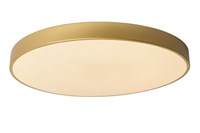 Lucide UNAR - Flush ceiling light - Ø 60 cm- LED 3 StepDim - 1x60W 2700K - Matt Gold / Brass turned on 2