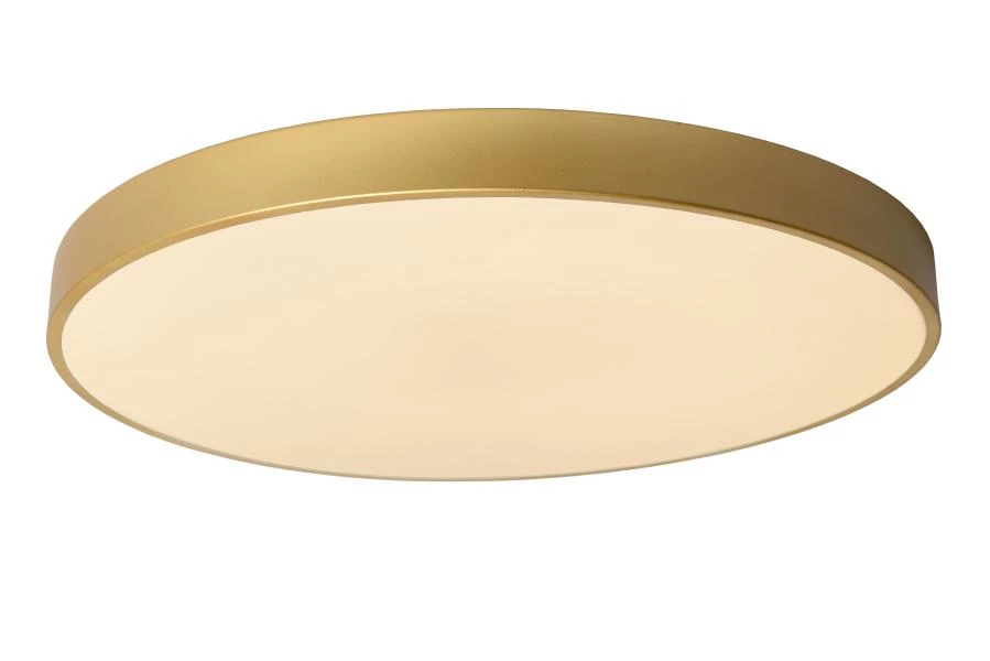 Lucide UNAR - Flush ceiling light - Ø 60 cm- LED 3 StepDim - 1x60W 2700K - Matt Gold / Brass - turned on 2