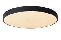 Lucide UNAR - Flush ceiling light - Ø 60 cm- LED 3 StepDim - 1x60W 2700K - Black turned on