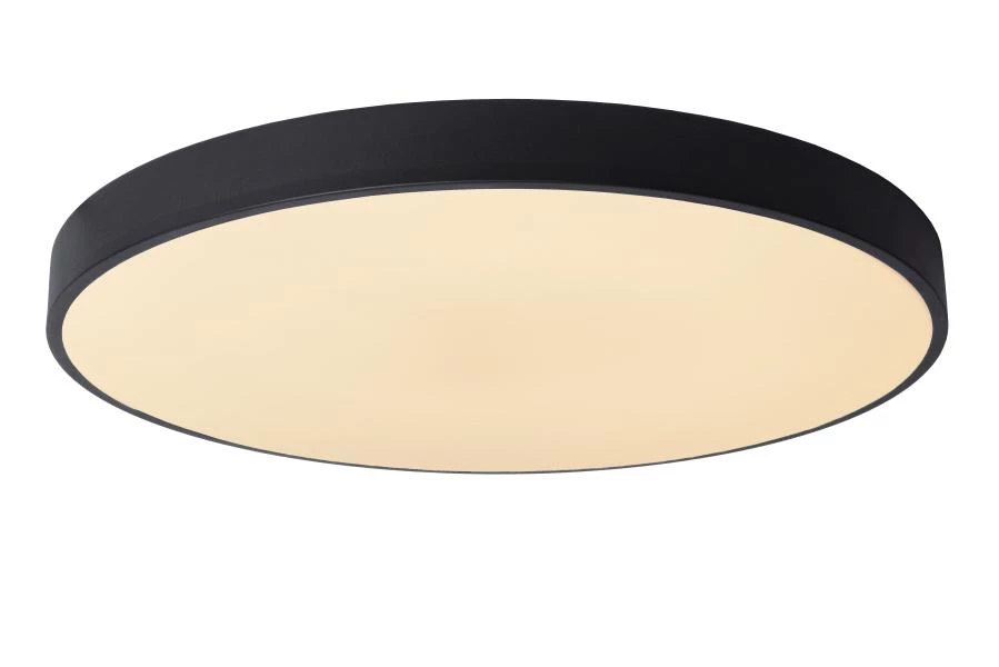 Lucide UNAR - Flush ceiling light - Ø 60 cm- LED 3 StepDim - 1x60W 2700K - Black - turned on