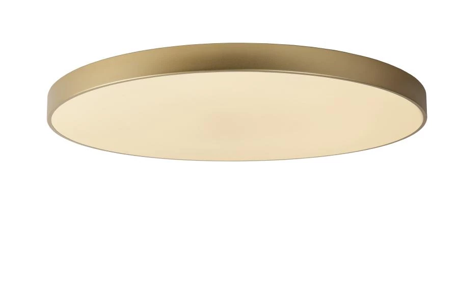 Lucide UNAR - Flush ceiling light - Ø 80 cm- LED 3 StepDim - 1x80W 2700K - Matt Gold / Brass - turned on 2