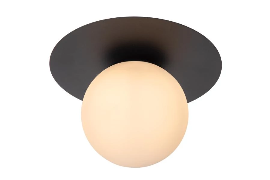 Lucide TRICIA - Flush ceiling light - Ø 25 cm - 1xE27 - Black - turned on