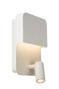 Lucide BOXER - Bedside lamp / Wall light - LED - 3000K - With USB charging point - White turned on 1