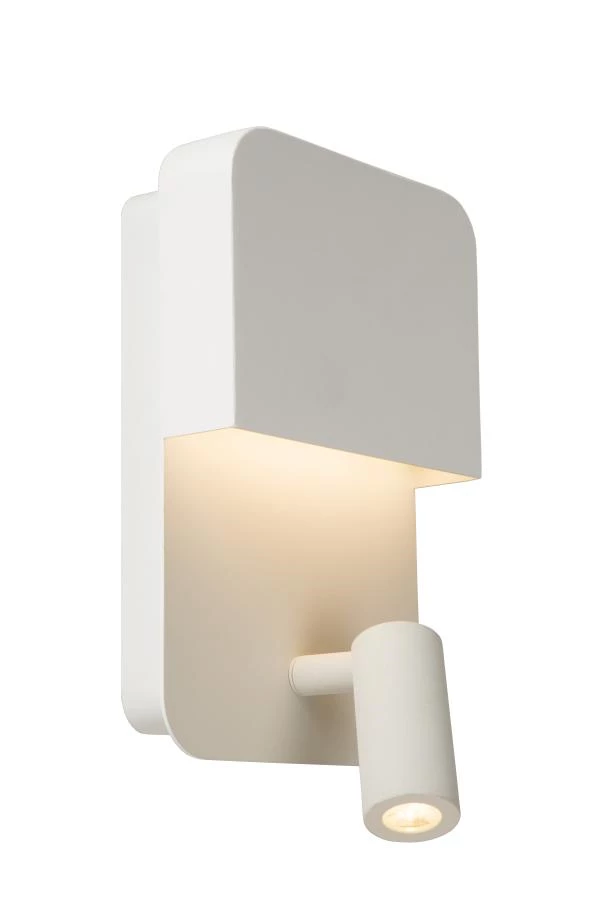 Lucide BOXER - Bedside lamp / Wall light - LED - 3000K - With USB charging point - White - turned on 1