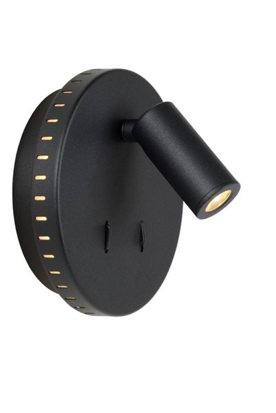 Lucide BENTJER - Lámpara de cabecera / Lámpara de pared - Ø 14 cm - LED - 3000K - Negro