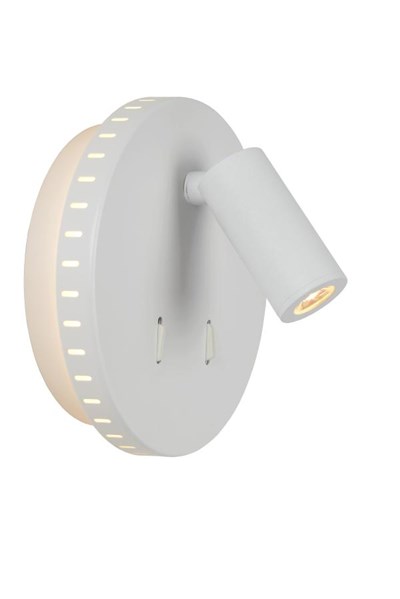 Lucide BENTJER - Lámpara de cabecera / Lámpara de pared - Ø 14 cm - LED - 3000K - Blanco