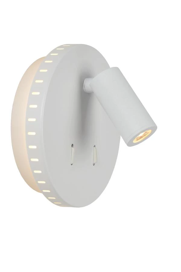 Lucide BENTJER - Bedside lamp / Wall light - Ø 14 cm - LED - 3000K - White - turned on 1