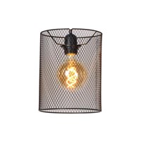 Lucide BASKETT - Abat-jour lampe - Ø 18 cm - Noir allumé 8