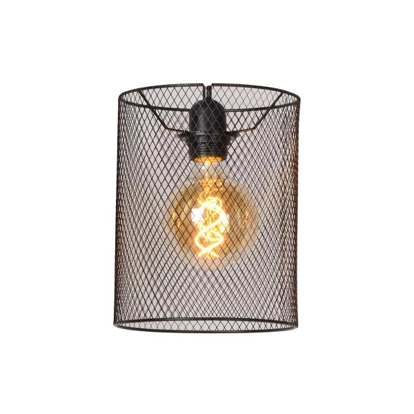 Lucide BASKETT - Abat-jour lampe - Ø 18 cm - Noir - allumé 8