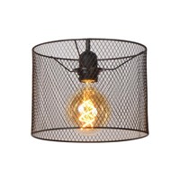 Lucide BASKETT - Abat-jour lampe - Ø 23 cm - Noir allumé 3